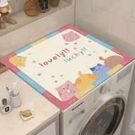 Cartoon Drum Washing Machine Mat Sunscreen Diatom Mud Refrigerator Dust Cover Cloth Towel Waterproo