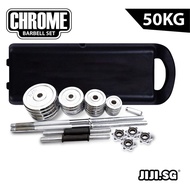 (JIJI.SG) INSTOCK Chrome Barbell Dumbbell Set 50KG