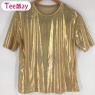 Teemay สตรี Casual เสื้อยืดสีสะท้อนแสงพิมพ์เสื้อแขนสั้น Hip Hop TEE เสื้อ