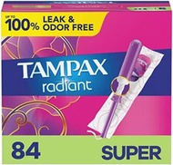 Tampax - Tampax Radiant 緊湊型塑膠衛生棉條，超強吸收性 84 Ct，平行進口