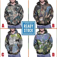 Zipper Hoodie Gorillaz Fullprint Hoodie Polyester Jersey Material | Size S M L XL XXL 3XL | Zipper H