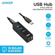 Anker 3-Port USB 3.0 HUB with Ethernet Converter A7522 Official Warranty
