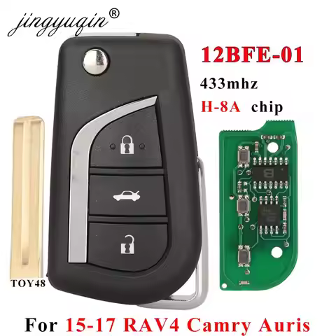 jingyuqin For Toyota Camry RAV4 Auris 2015+ Remote Key Fob 12BFE-01 Model 433 Mhz H (8A) Chip 3 Butt