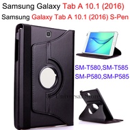 360 Rotating Tablet Case for Samsung Galaxy Tab A 10.1 2016 SM-T580 SM-T585 Flip Stand PU Leather Cover for Galaxy Tab A 10.1 (2016) S-Pen SM-P580 SM-P585