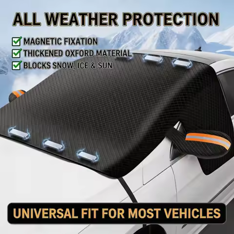 Magnetic Automobile Snow Protection Cover Sunshade for Front Windshield Ice Blocked Front Window Pro