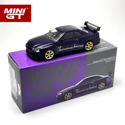 MINIGT 1:64 Skyline GTR R34 Tommykaira RZ Midnight Purple Car model 616