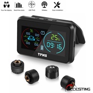 แรงดันยาง TMPS เครื่องวัดความดันลมยางที่มี4เซ็นเซอร์ภายนอกตรวจสอบแรงดันลมยางไร้สายพลังงานแสงอาทิตย์6