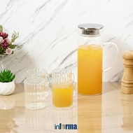 Informa Appetite 1.2 ltr Set of 5 Pcs Hannah Drinking Teapot & Transparent Glass Cup Water Jug Water