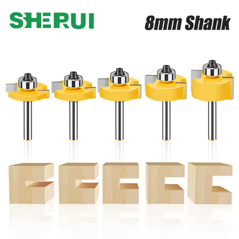8mm Shank T-Sloting Router Bit With Bearing T Type Rabbeting Woodworking Tool Wood Slot Milling Cutt