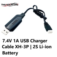7.4V 1A USB Charger Cable XH-3P | 2S Li-ion Battery Charging Cord for SCY 16101 JJRC MJX Hyper Go RC