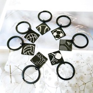 【不鏽鋼鑰匙圈(方)】原創插畫・排球羽球桌球籃球足球網球棒球