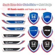 4-piece Set Honda Mugen Power 3 Colors 3D Metal Body Stickers Fenders Side Label Stickers Window Stickers Car Interior Accessories for Civic Jazz Fit Accord Vezel Brio