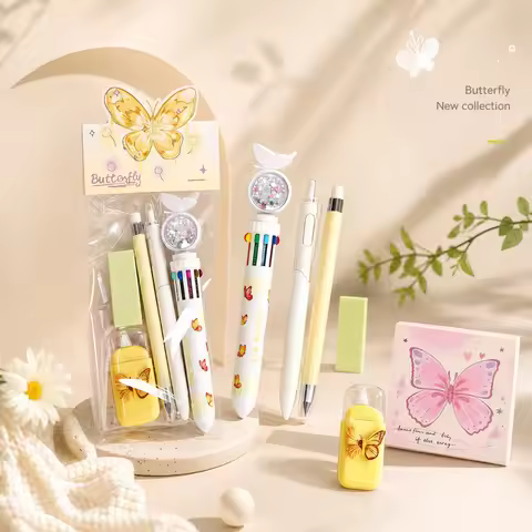 Cartoon Cute Butterfly Stationery Set Student Multi functional Stationery Gift Pack Student Gift Cla