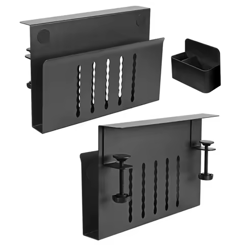 Under Desk Laptop Holder with Pen Holder Clamp on Desk Shelf Laptop Desk Mount for Office Supplies &