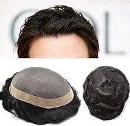 FACE MIRACLE Fine Mono Mens Toupee Hairpiece Poly Coating Around Human Hair Replacement System Durab
