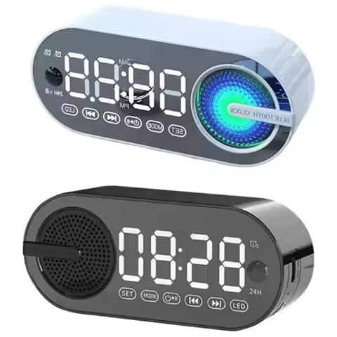 USB Charging FM Radio Alarm Clock Wireless Bluetooth Speaker RGB LED Mirror Digital Clock For Room O