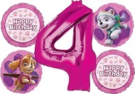Skye and Everest 4th Birthday Party Supplies Girl Paw Pups on Patrol Balloon Bouquet Decorations 5ct