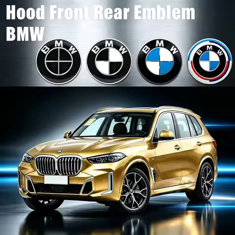 2Pcs 74/82mm 50th Anniversary Hood Trunk Emblem Badge For BMW E36 E39 E46 E53 E87 E90 E91 F20 X3 X5