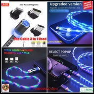 HP J211 MAGNETIC DATA CABLE LED LIGHT 3A JACK 3 TYPES OF MAGNETIC CHARGER SUPER FAST CHARGING MAGNET