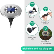 8PCS Solar Ground Light Outdoor Waterproof 8 LED Landscape Lighting Solar Light Cold Light Outdoor G