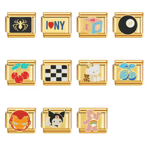 Italian Charm Store Italian Charm Bracelet 9mm Y2K Diy Gold Color Series