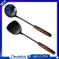 【Dealslick】Wok Spatula and Ladle Skimmer Ladle Tool Set 14 Inches Spatula Fit for Wok, 304 Stainless Steel Wok Spatula 1Set