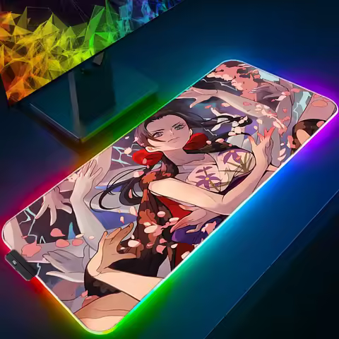 RGB LED Mouse Pad Laptop Keyboard Pad Non-Slip One Piece Nico Robin Anime Tablet Pad PC Accessories 