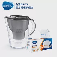 【德國BRITA】3.5L Marella馬利拉濾水壺(黑)+6入MaxtraPlus去水垢專家濾芯(共7芯)