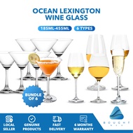 [Bundle of 6] Ocean Lexington Fine Rim White / Red Wine Champagne Flute Cocktail Glasses Modern High
