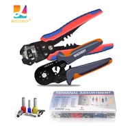 Ferrule Crimping Tool Wire Stripper Kit,WOZOBUY Ratchet Wire Crimper,New Stripper Cutter Crimper Pliers Electrician Hand Tools