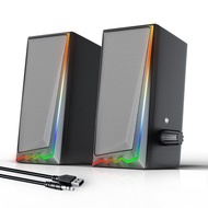 Computer Speakers with 3.5 mm Aux,Desktop Speakers with Various Colorful RGB Lights,Gaming Speakers