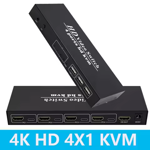 4K 4X1 Port USB HDMI KVM Switch 4 in 1 out Video Converter Switch Selector with Desktop Controller f