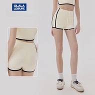 Yoga Shorts Biker Shorts Compression High Waist Drawstring Contrast Stripe Tennis Style