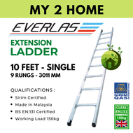 EVERLAS 10 Feet Extension Ladder (10) (10x10) (10x10) Tangga Slide Extendable Ladder Heavy Duty / Si