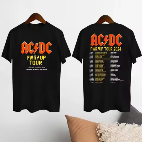 2024 AC-DC Band 51 Years Rare Vintage T-shirt Those about To Rock Casual Lyrics Short Sleeve Unisex 