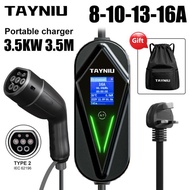 TAYNIU EV Charger Type 2 16A 3.5kW 3.5M Cable for BYD SEALION 7, BYD ATTO 3, Tesla Model Y, BYD M6, 