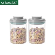 安扣（ANKOU） 零食密封罐塑料密封罐保鲜罐收纳家用咖啡豆茶叶五谷杂粮罐 外出便携浅灰PP350ml*2