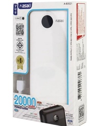 Asaki Powerbank พาวเวอร์แบงค์ 20000 mAh. มี มอก. USB 2 ช่อง รุ่น A-B3521