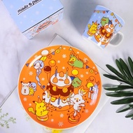 Pokemon Mug Ceramic Plate Pikachu Anime Cup Child Dinner Plate Set Steak Fruit Plate Household Cute Gift Colorful Package