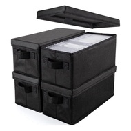 [jwerlyday]CD Storage Boxes - Pack of 4 CD Case Storage - 14.1" X 6.2" X 5.5" Container Holds 30-165