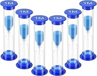 One Minute Sand Timer, 6Pcs Blue Mini Glass Hourglass Timer 1 Minute Sand Clock Timer