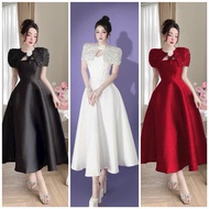 SIZE>65KG 2IN1 BREAST CUP DRESS WITH STONE-ATTACHED CAPE (TEA FLOWER INCLUDED)