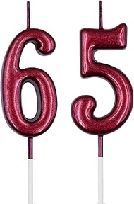 65th & 56th Birthday Candles, Red Number 65 56 Candle for Cake, Happy Birthday Cake Topper Decoratio