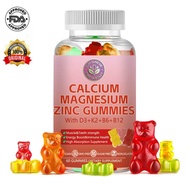 Calcium Magnesium Zinc Gummies (containing D3+K2+B6+B12, 60 capsule, vegetarian, sugar-free,  no gel