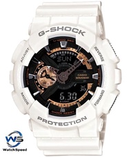 Casio G-Shock GA-110RG-7A Top Model Rose Gold Black Dial White Resin 200M Men's Watch GA110RG-7A