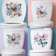 29*29cm Dreamy Butterfly Flower Toilet Sticker Bathroom Home Decoration Wall Stickers