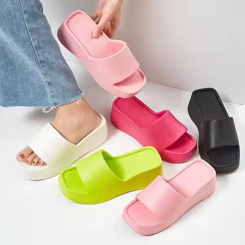 The same EVA step on the shit sense slippers female 6CM thick bottom home casual wear a word slipper