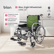 Bion iLight Wheelchair L500 | 22" Seat Cap.150kg Detachable or Elevating Legrests 1 Year Warranty