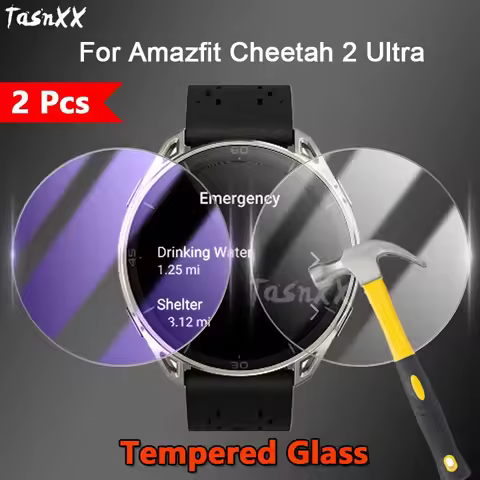 2Pcs For Amazfit Cheetah 2 Ultra Watch 2.5D Ultra Slim Clear / Anti Purple Light 9M Tough Tempered G