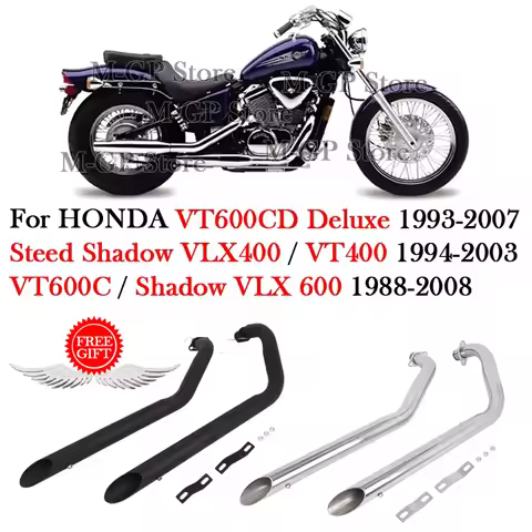 For HONDA Shadow VLX 600 VT600C VT400 Steed Shadow VLX400 VT600CD Deluxe Motorcycle Exhaust System F